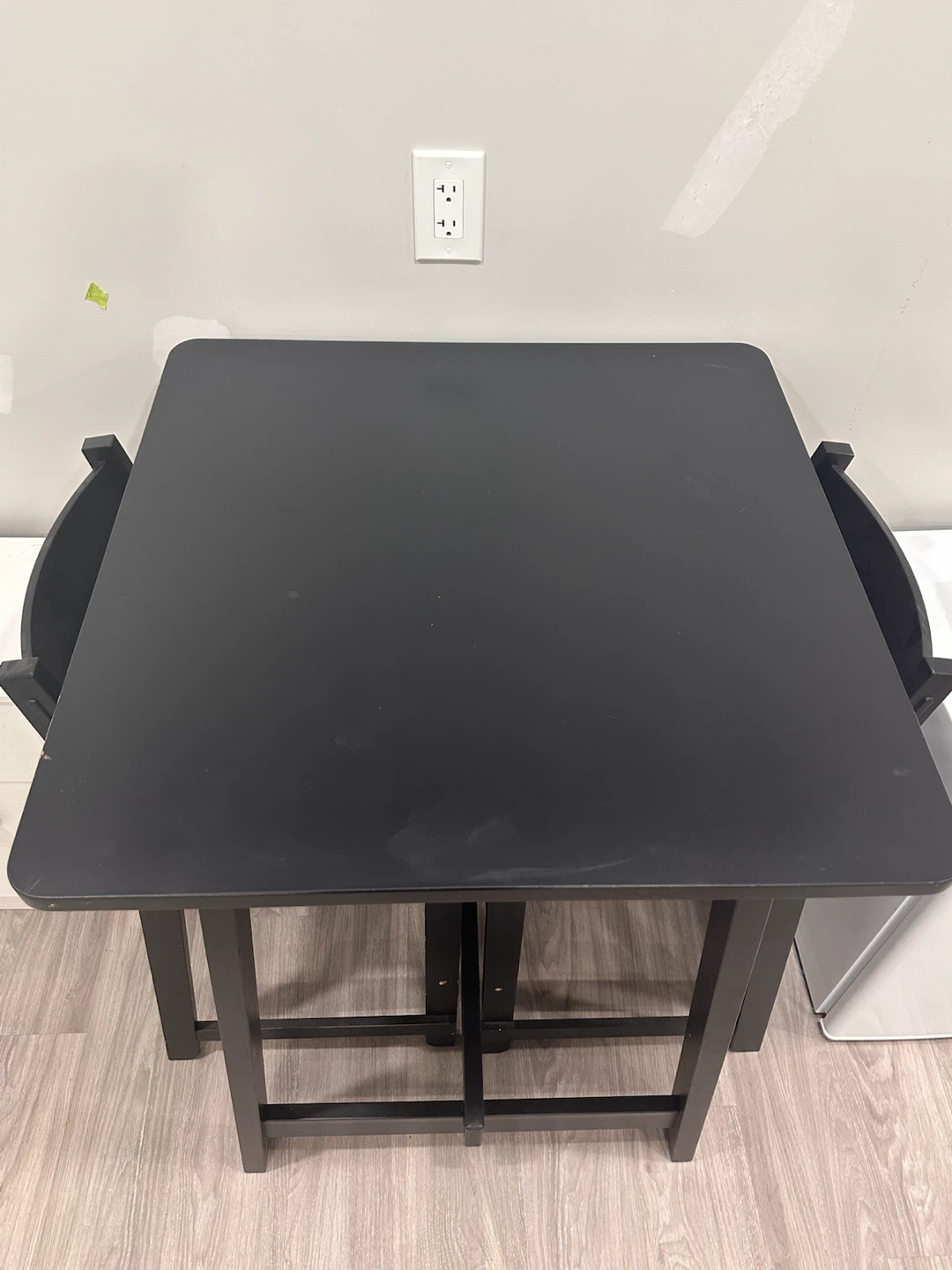 Black Square Dining Table Set with 2 Stools - photo 2