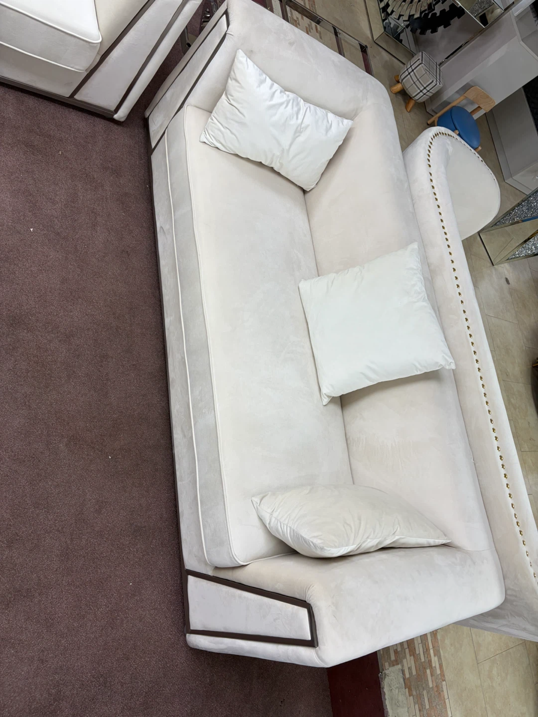 Cream Velvet Sofa set
