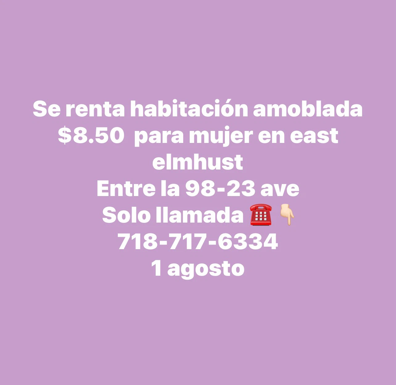 Furnished Room for Rent in East Elmhurst - $8.50