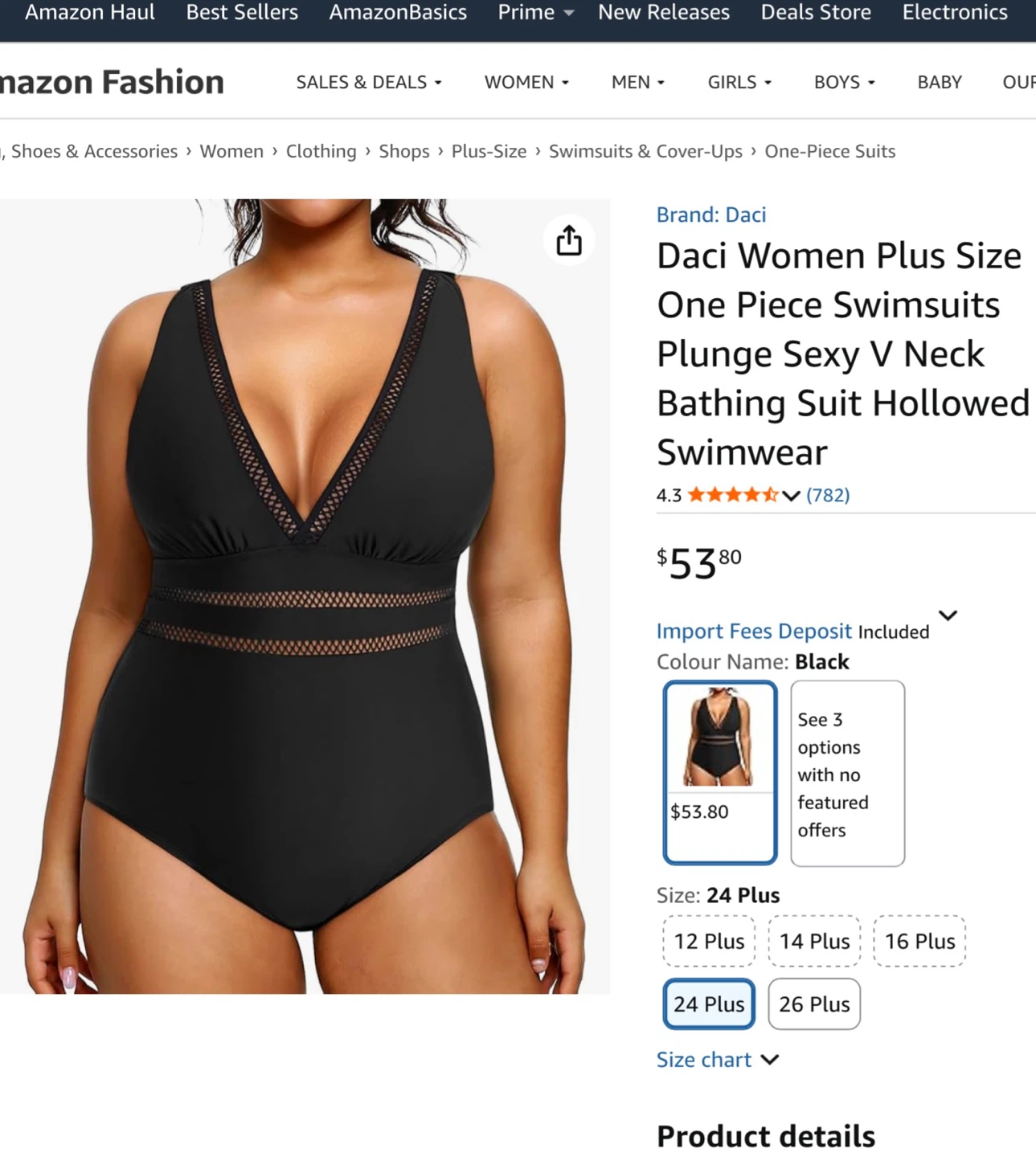 New Women's classy Swimsuit Black size XL