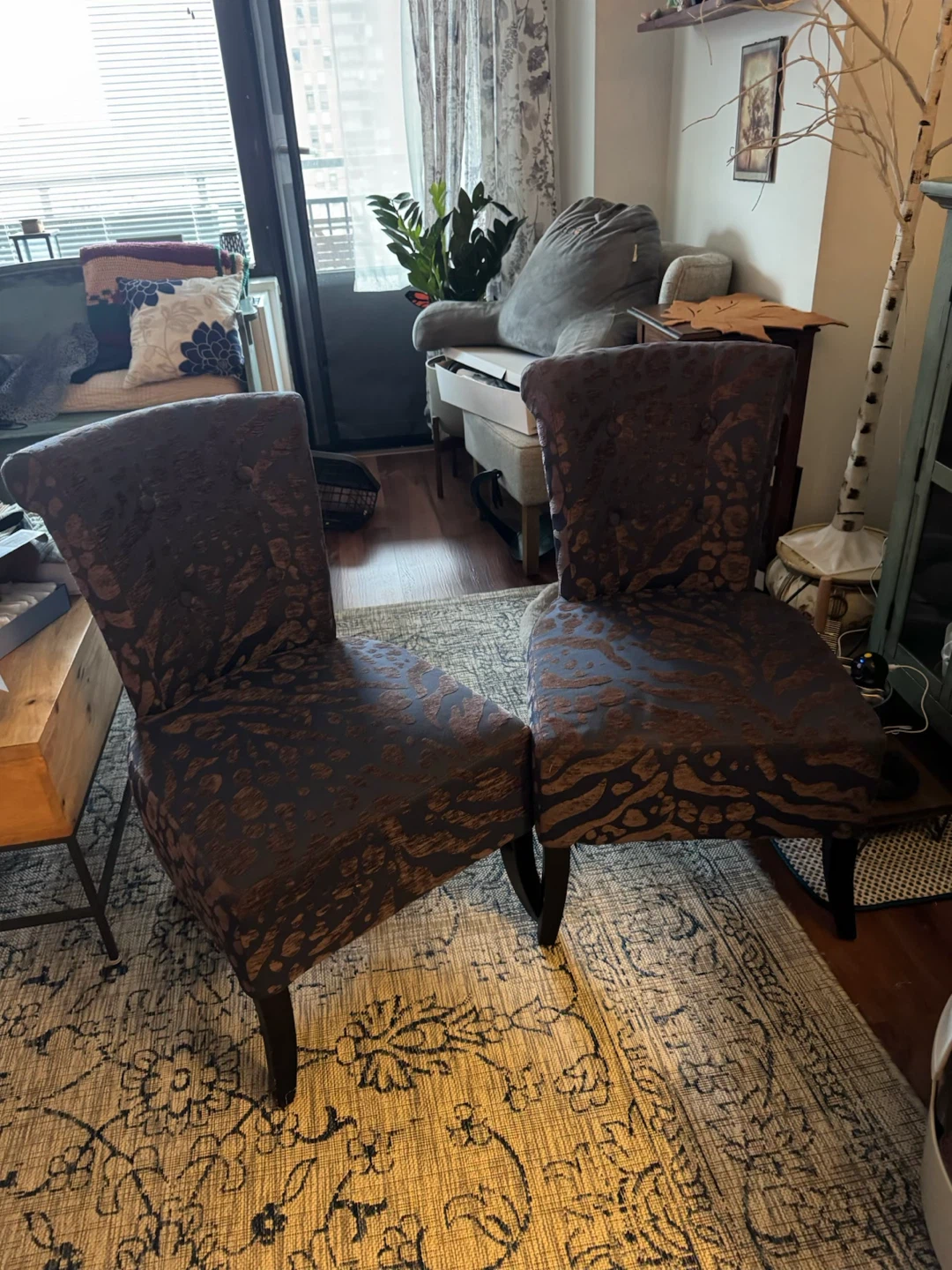 Blue/Gray Fabric living room chairs