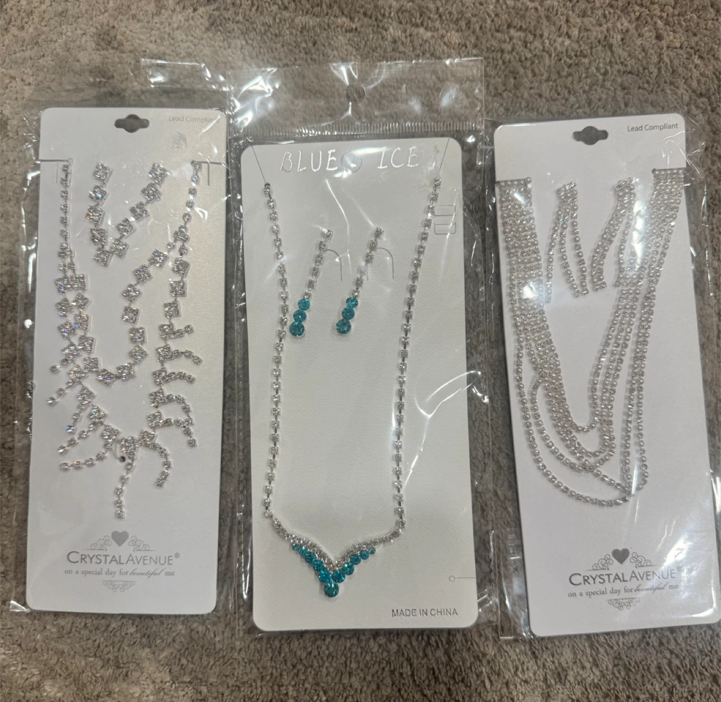 Blue Ice and Crystal Avenue Rhinestone Jewelry Sets