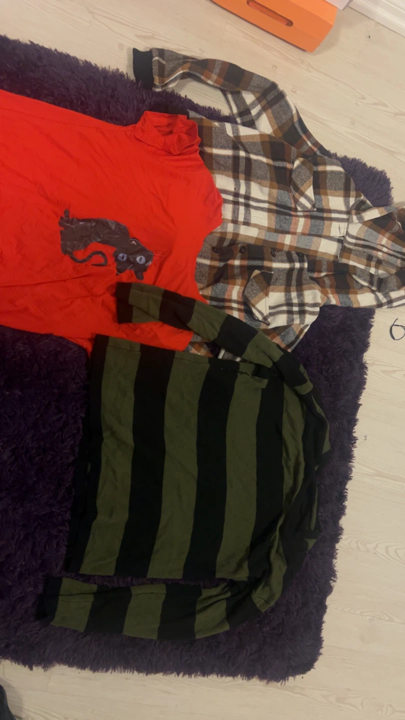 Bundle of 3 Long Sleeve Tops - Red, Plaid, Striped