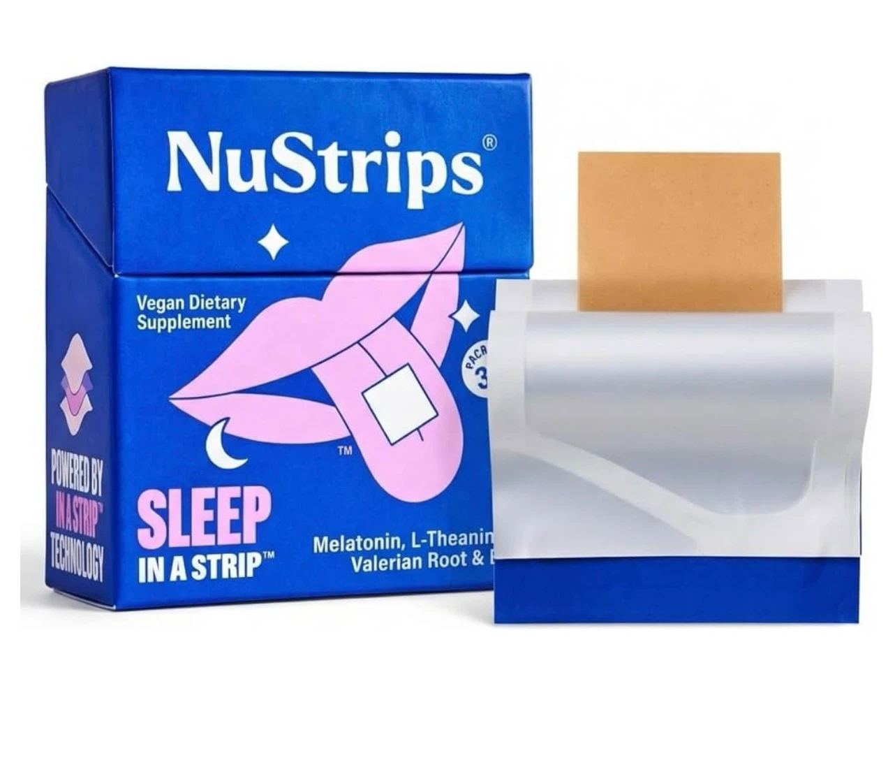2 packs NuStrips Sleep  Melatonin L-Theanine, Valerian Root & B6 - photo 2