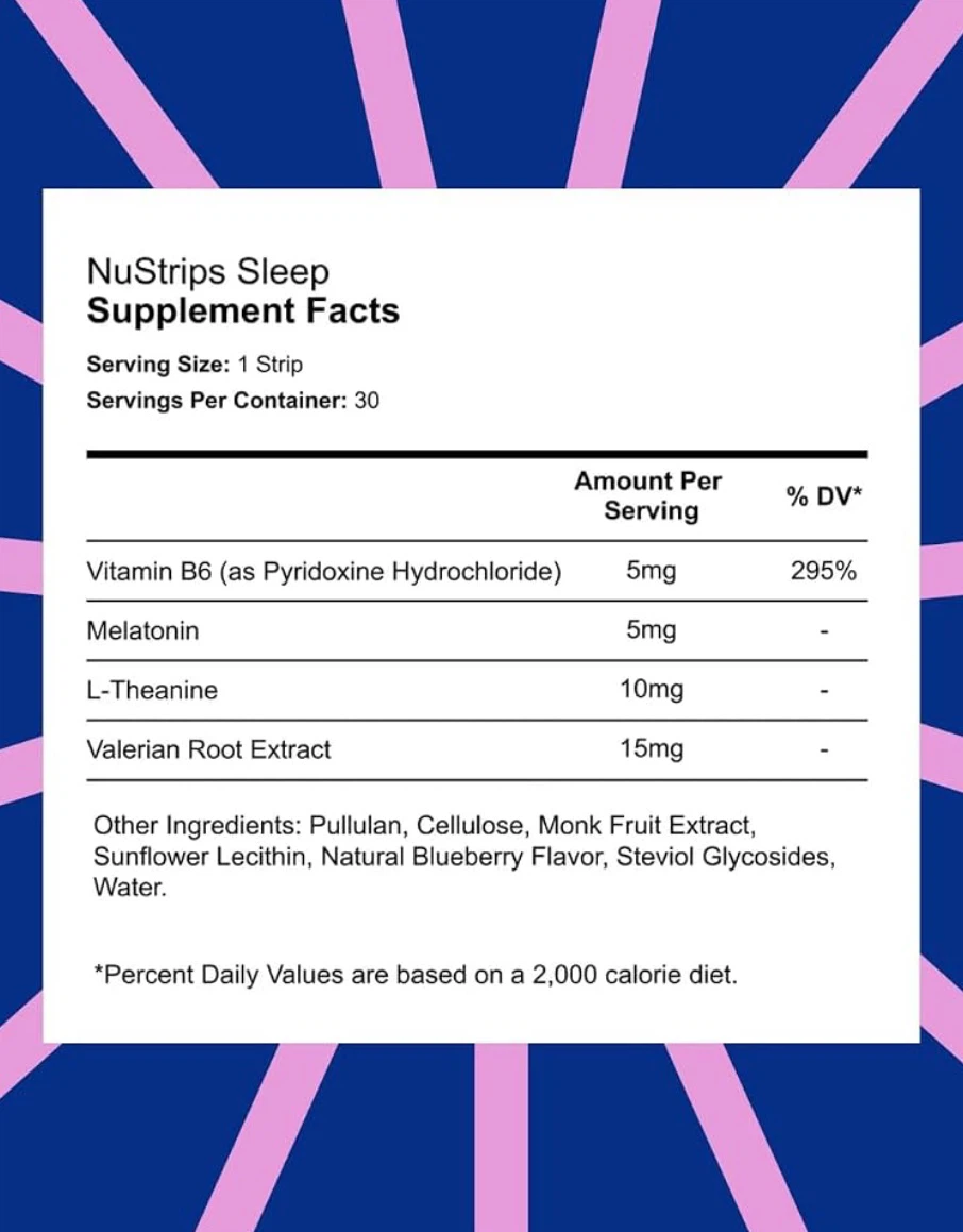2 packs NuStrips Sleep  Melatonin L-Theanine, Valerian Root & B6 - photo 5