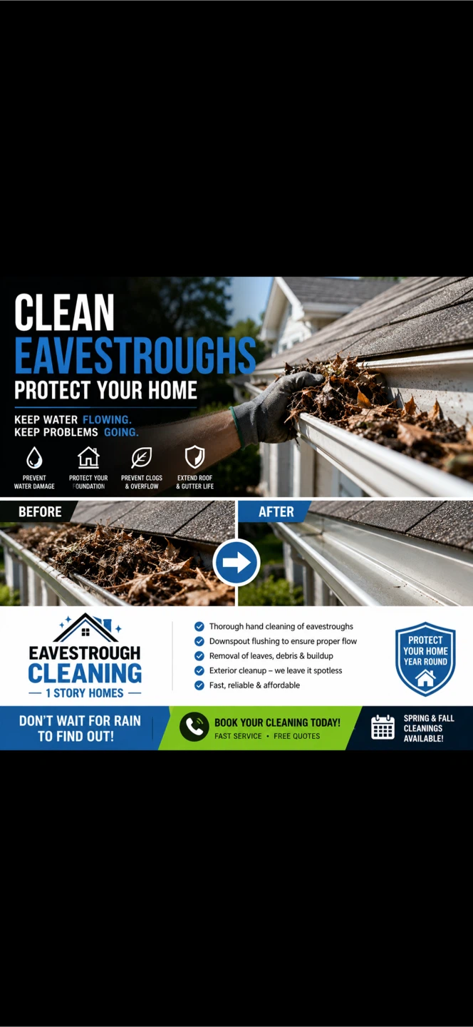 Eavestrough Cleaning Service for 1 Story Homes