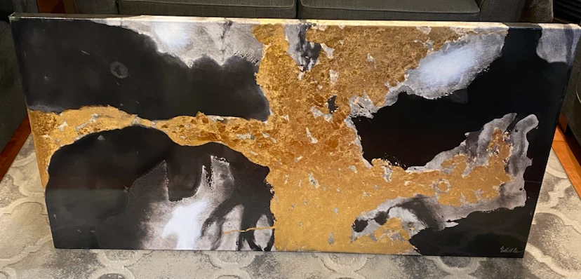 Abstract Gold/Black Canvas Art ***
