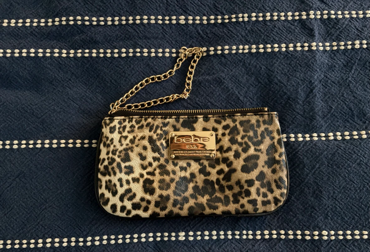 Bebe Leopard Print Clutch with Chain - photo 3