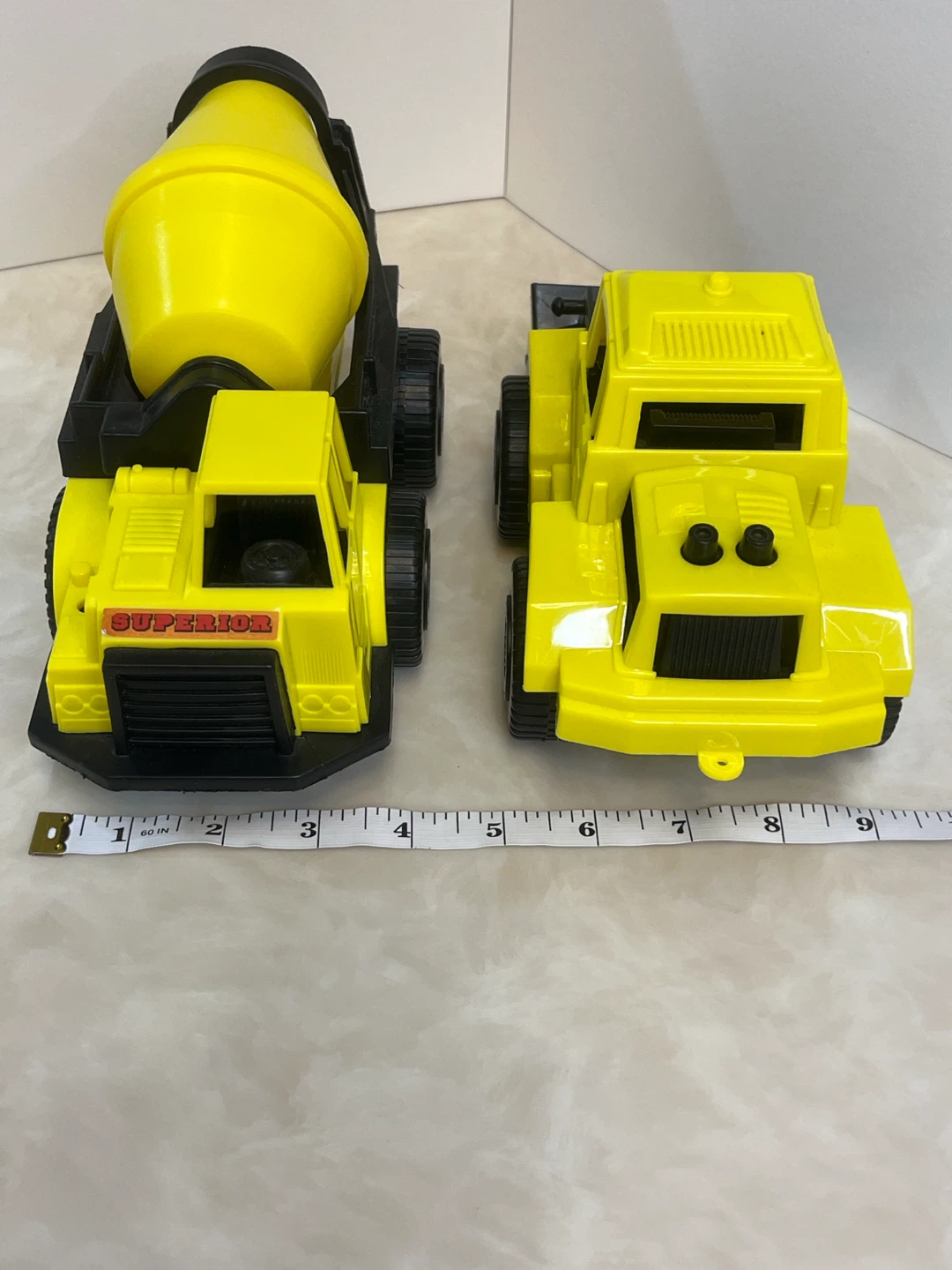 Superior Yellow Cement Mixer and Loader Toy Trucks