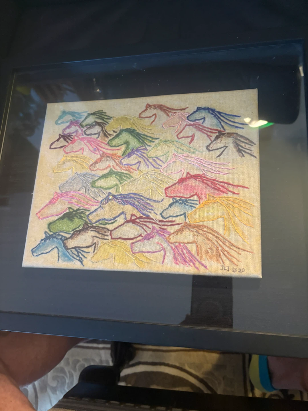 Framed Embroidered Horse Art - photo 2