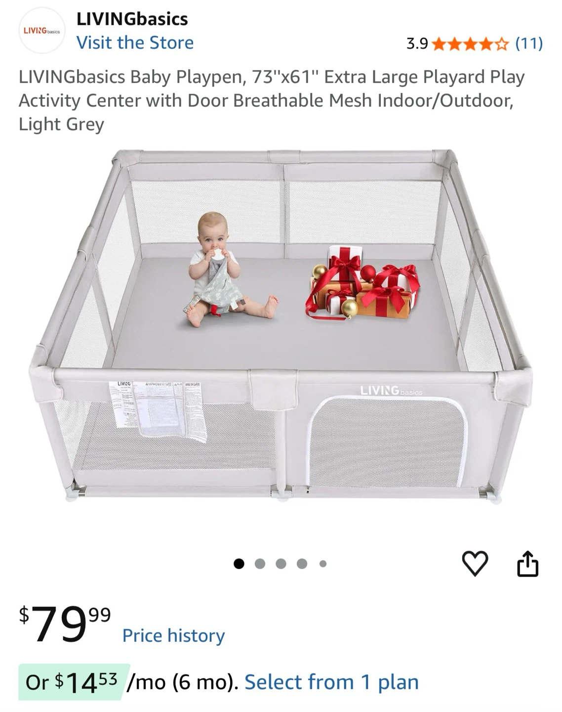 LIVING basics Baby Playpen - Grey