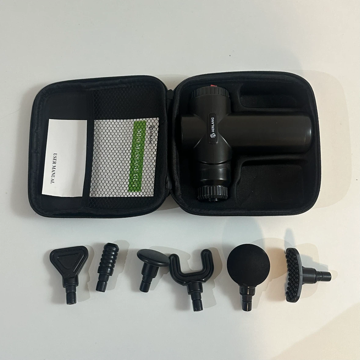 Aerlang Black Massage Gun with Case and Attachments