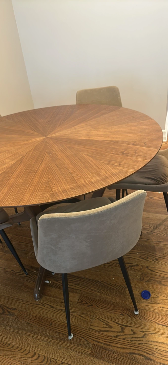 Round Wood Dining Table with 5 Chairs - photo 2