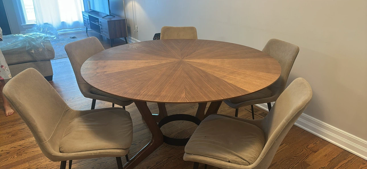 Round Wood Dining Table with 5 Chairs - photo 3
