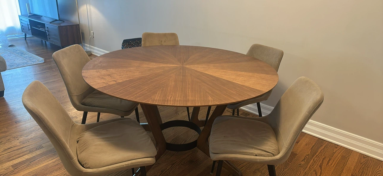 Round Wood Dining Table with 5 Chairs - photo 4