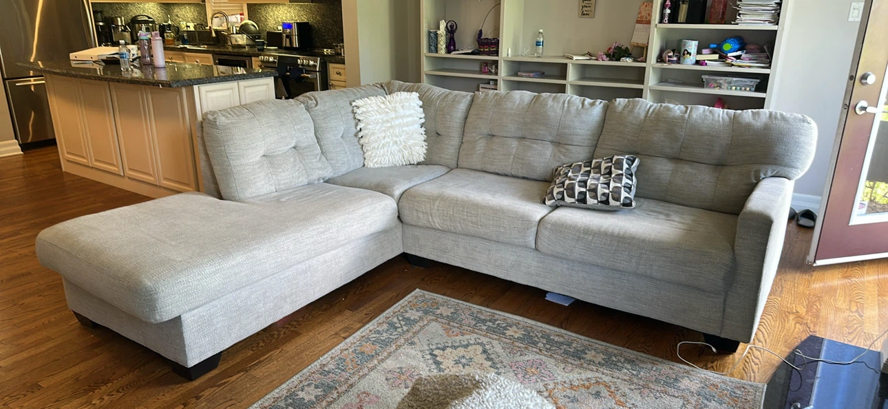 Light Grey Sectional Sofa with Chaise - photo 2