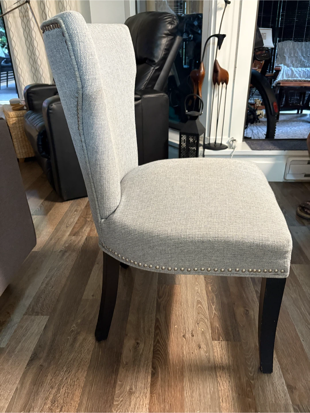 Light Grey Upholstered Dining Chair (1)  with Nailhead Trim - photo 3
