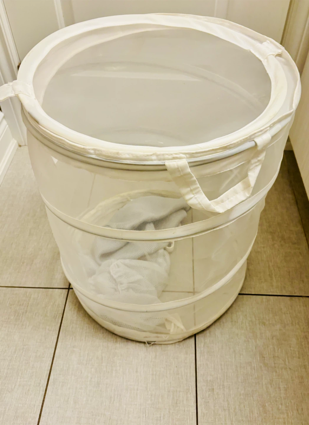 White Pop-Up Laundry Hamper
