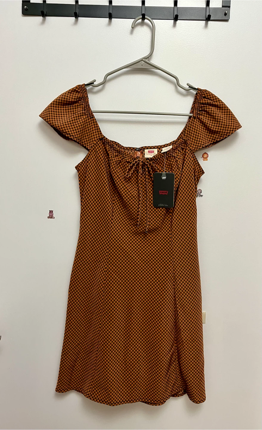 Levi's Gingham Off-the-Shoulder Mini Dress - Size XS