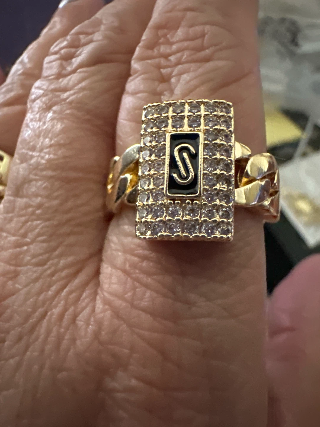 14k Gold laminated Ring and Rhinestones