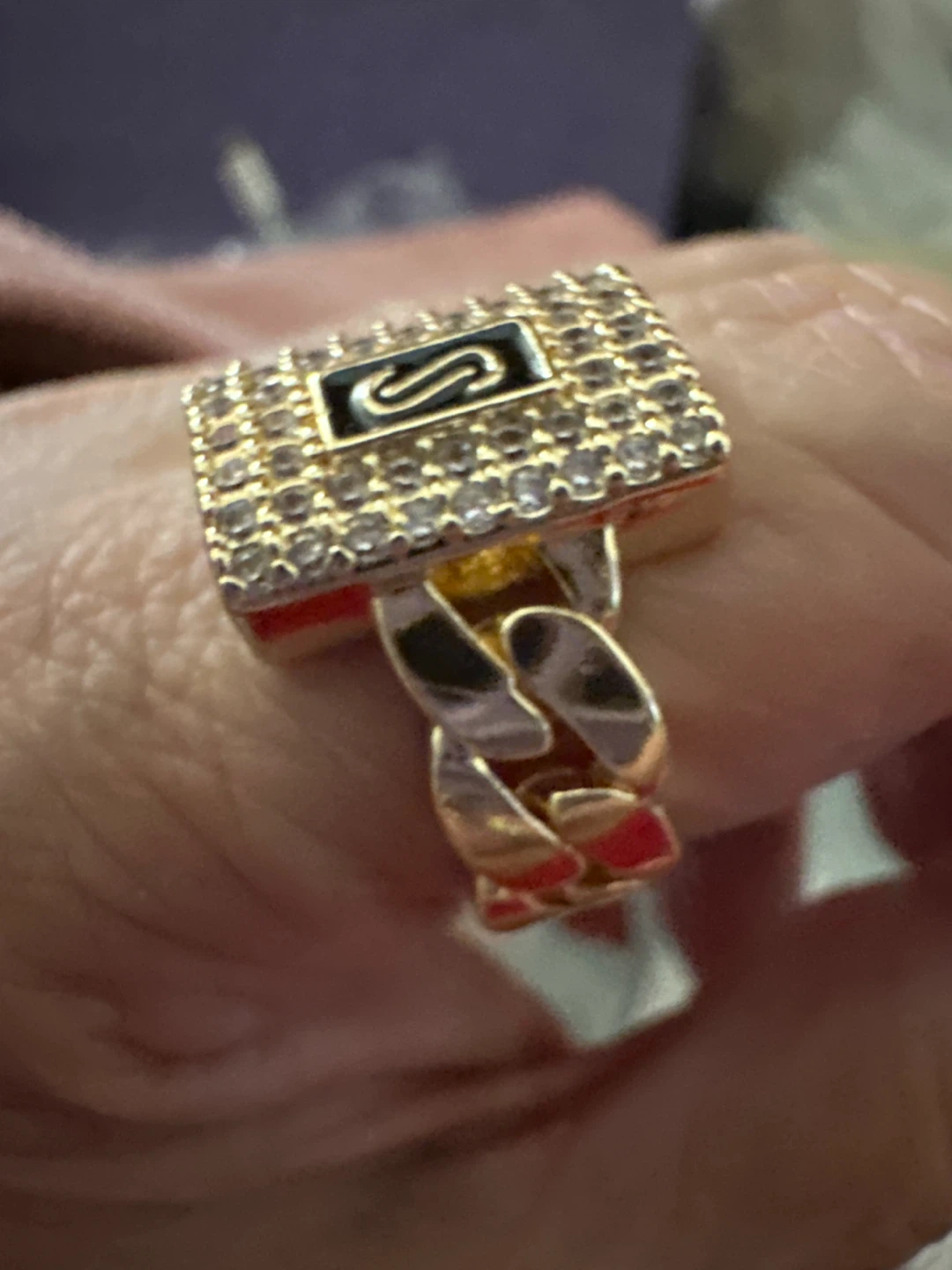 14k Gold laminated Ring and Rhinestones - photo 2