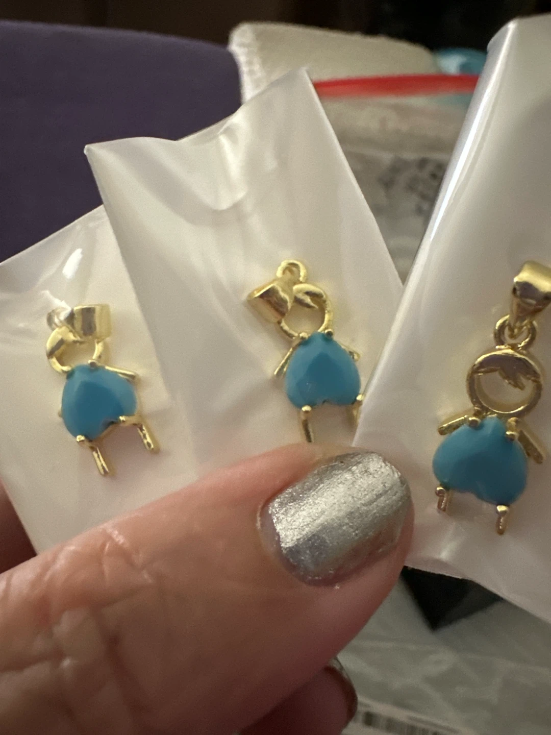 14k Gold laminated boys Charms with Blue Gemstone