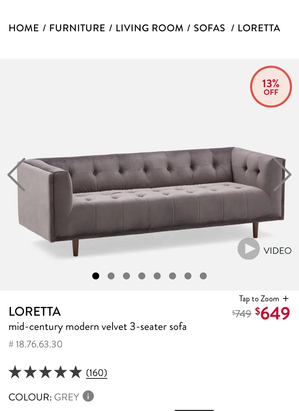 Loretta Mid-Century Modern Velvet 3-Seater - photo 3