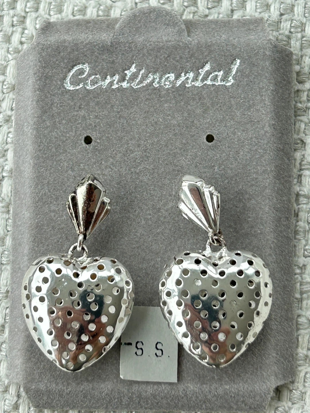 Continental Heart Dangle Earrings Sterling Silver