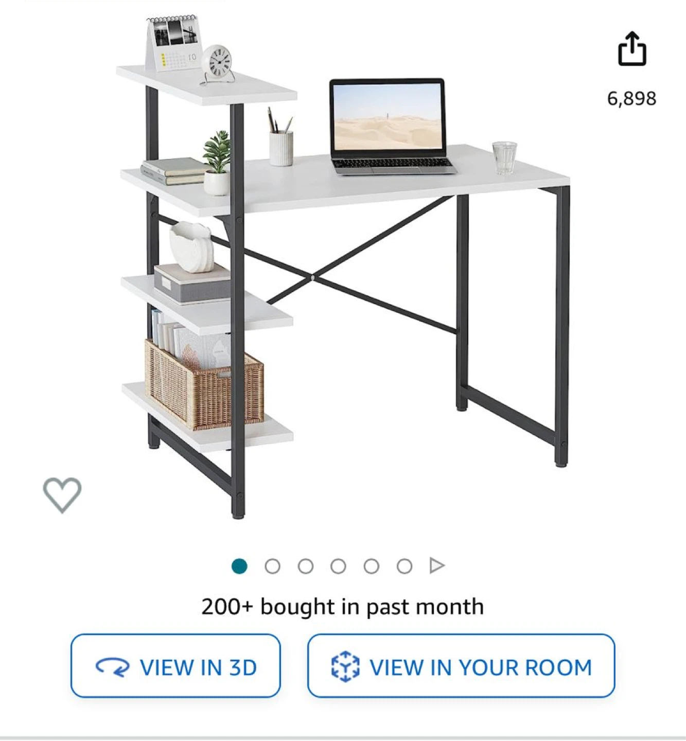 White Computer Desk with Shelving - photo 2