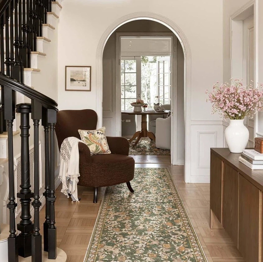 Green Floral Runner Rug - Ultra Soft & Non-Slip - photo 2