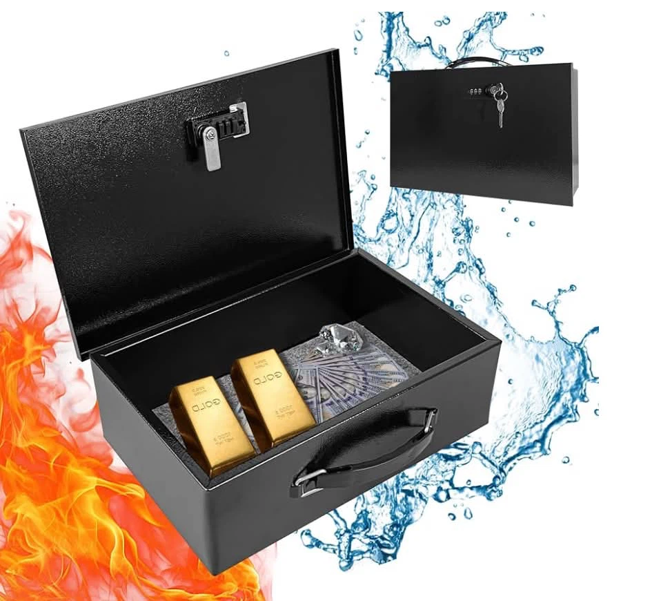 Fireproof Safe Box with Dual Combination and Key Lock