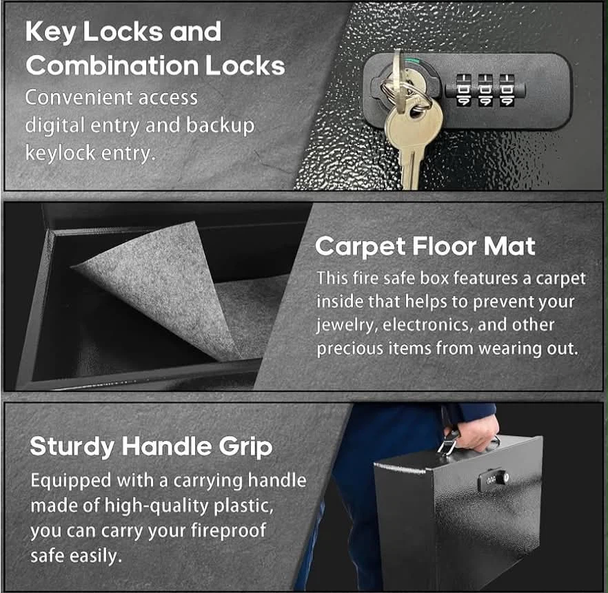 Fireproof Safe Box with Dual Combination and Key Lock - photo 4