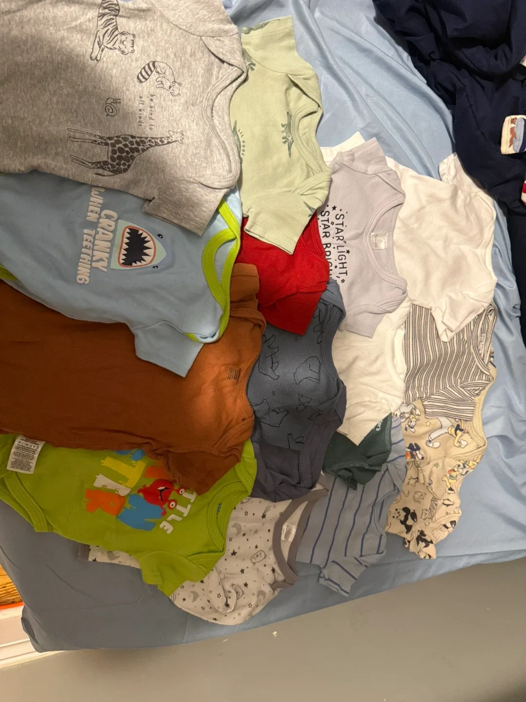 Baby boy clothes from 0-6 months and diapers