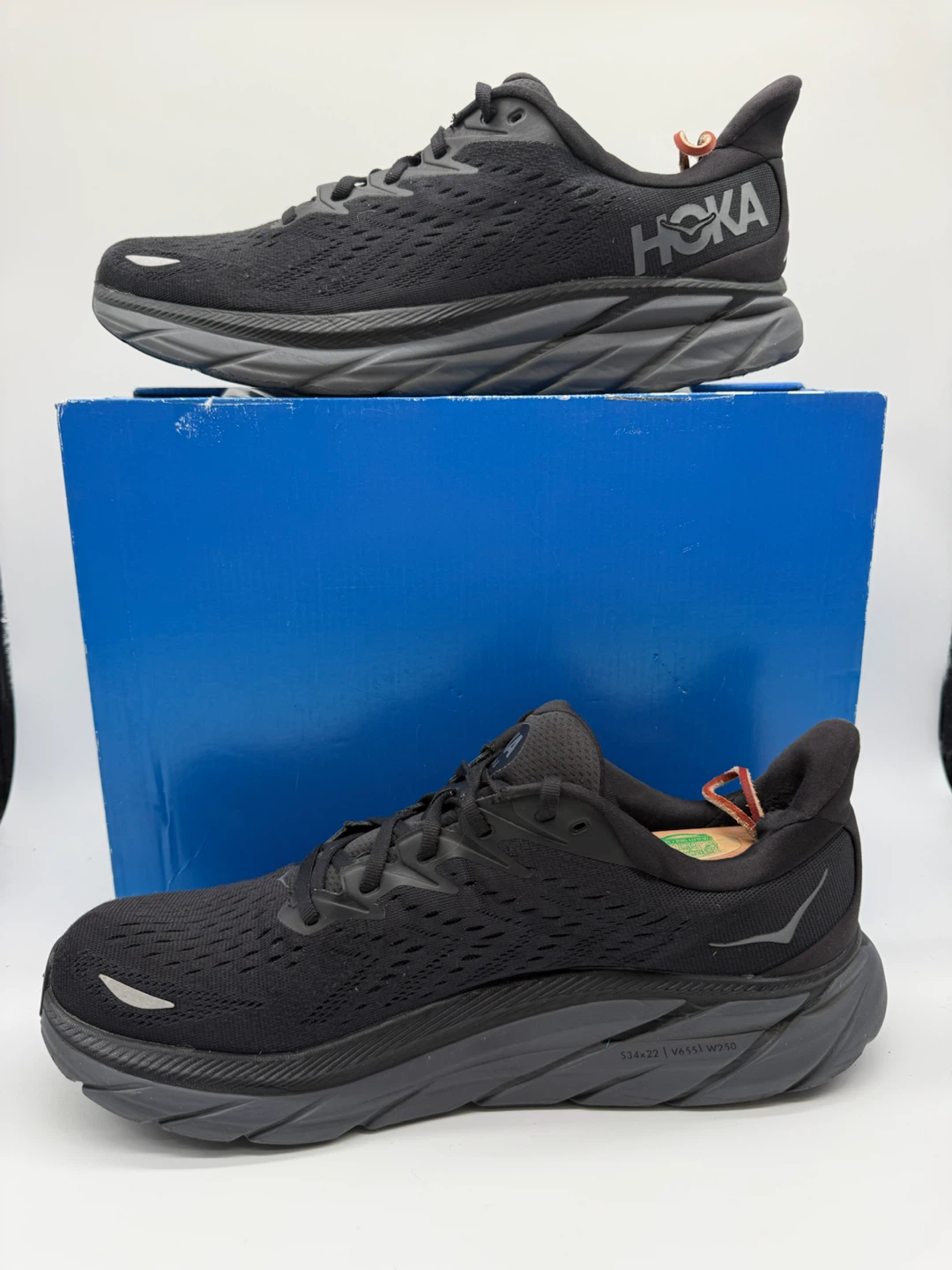 Hoka One Clifton 8 Triple Black Men’s Running Shoes Size US 12D
