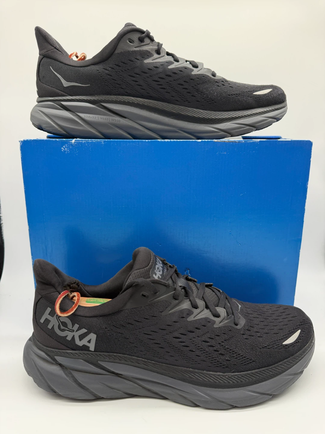 Hoka One Clifton 8 Triple Black Men’s Running Shoes Size US 12D - photo 2