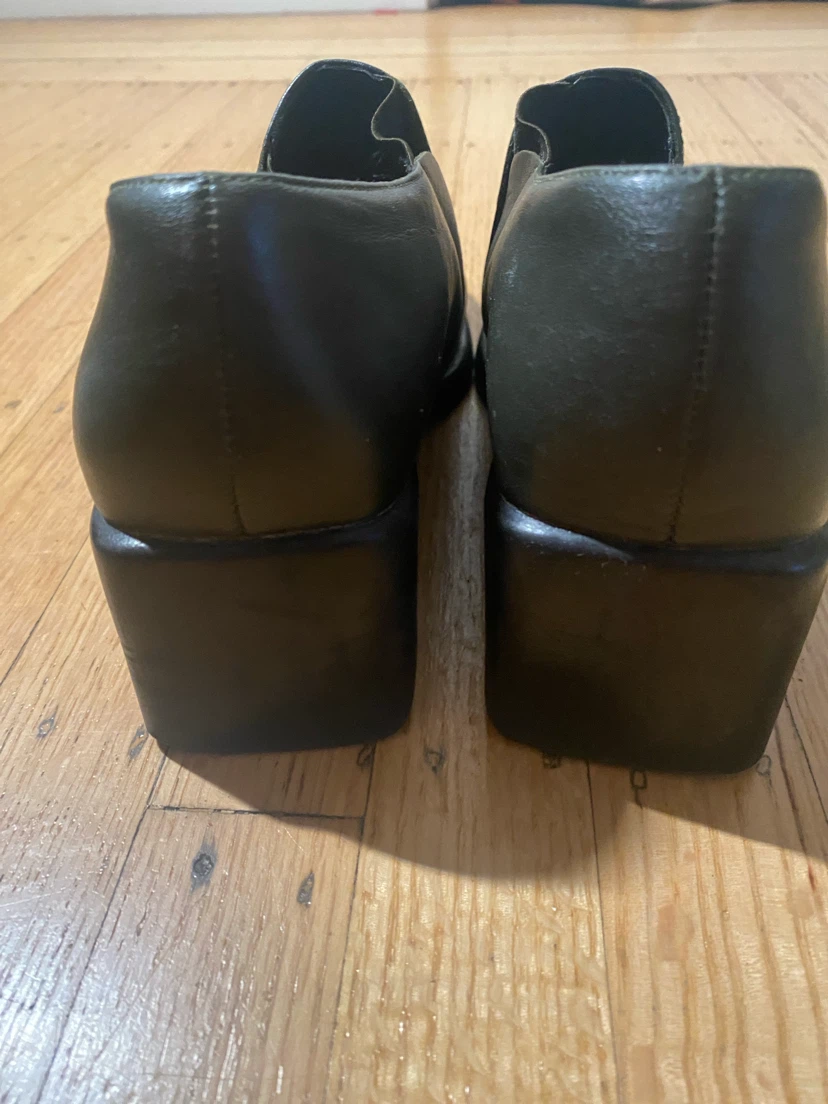 Vintage Cleo Olive Green Square Toe Heeled Ankle Boots - photo 5