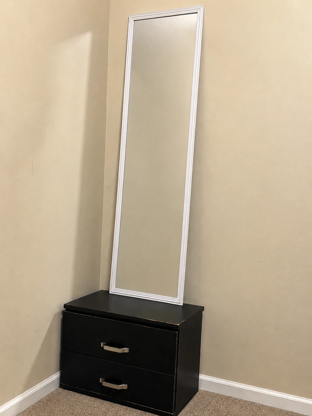 Full Length Mirror with Black Dresser
