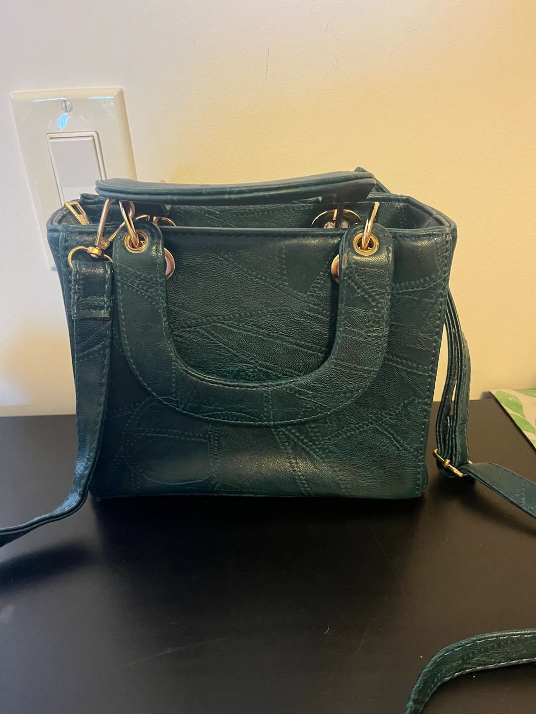 Dark Green Top Sally Handbag with Pom Pom - photo 2