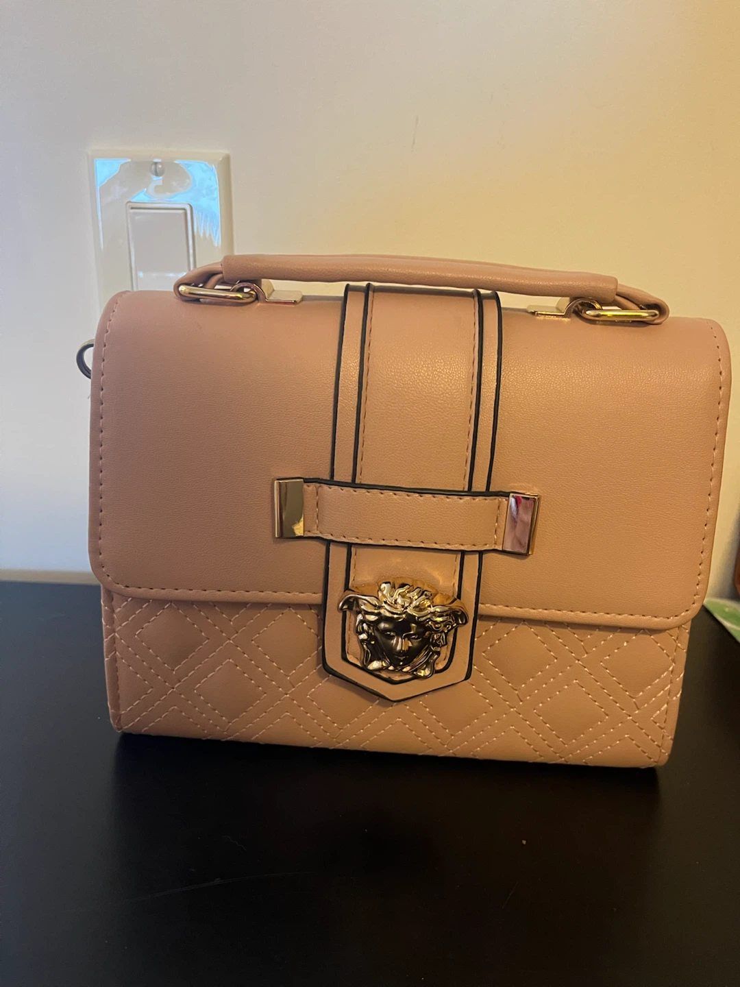 Pink Quilted Handbag with Medusa Logo