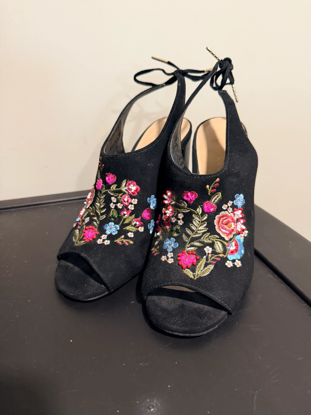 New Look Embroidered Block Heel Sandals – Size 36 (US 6-6.5)