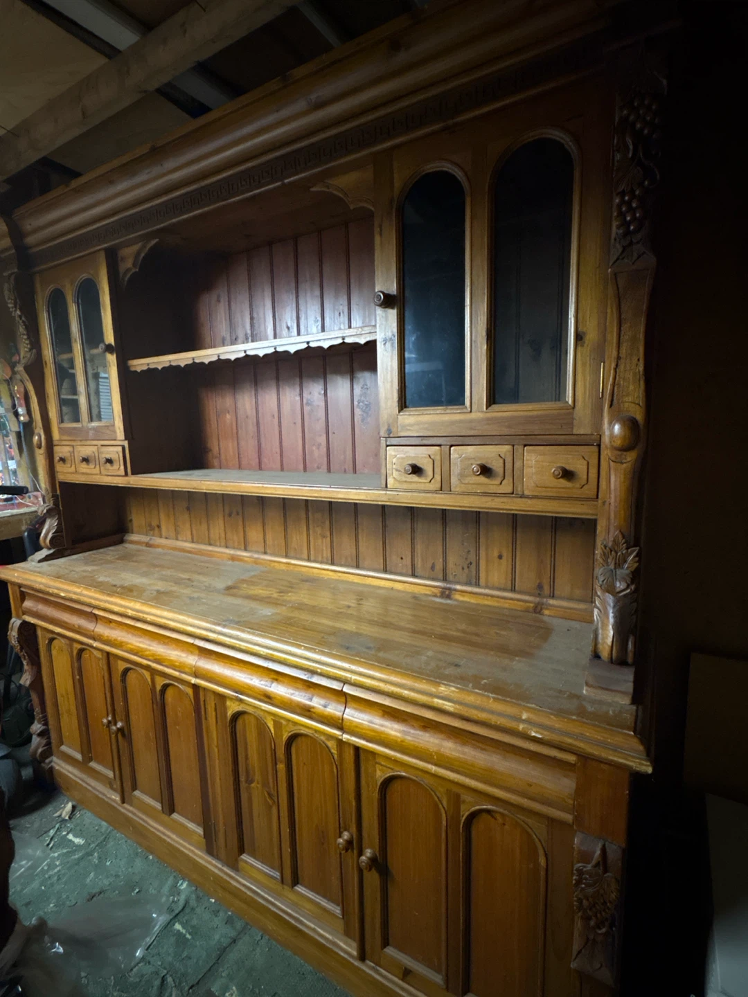 MUST GO ASAP Antique Wooden China Cabinet with Glass Doors