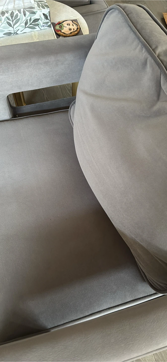 Grey Velvet Accent Chair with Gold Frame SET OF 2 - photo 5