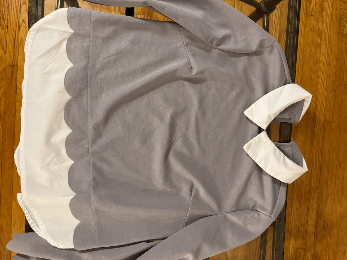 Grey and White Scalloped Dress - Size M
