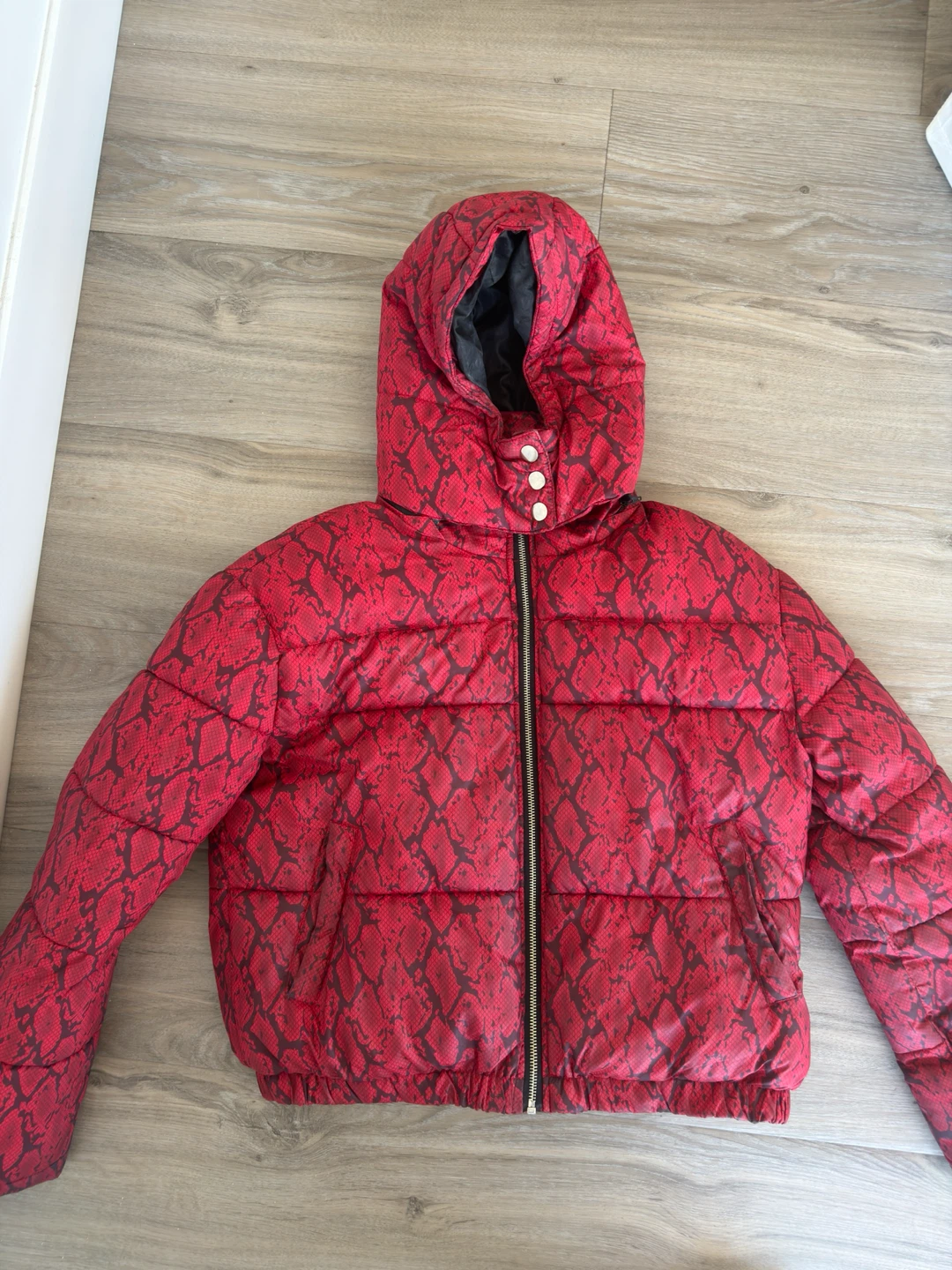Red Snake Print Puffer GUESS Jacket