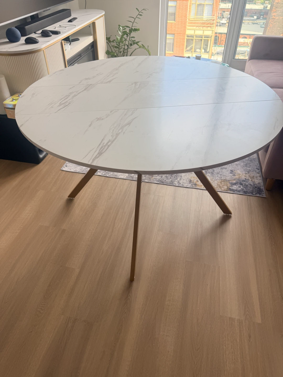 Drop-leaf Dining Table with Marble Look - photo 2