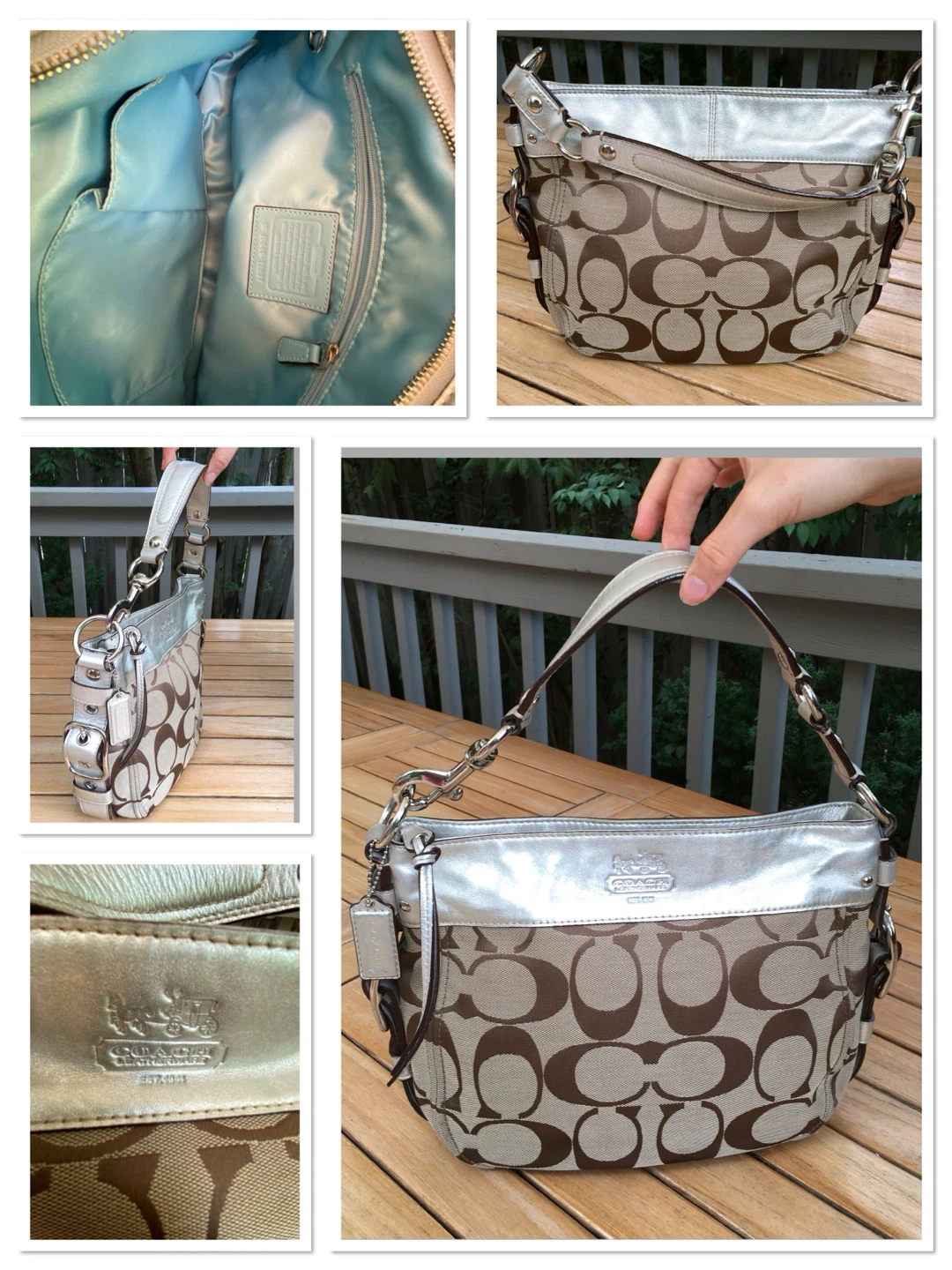 ⭐️SILVER & BEIGE BRAND NEW⭐️VINTAGE COLLECTIBLE⭐️COACH PURSE⭐️ - photo 2