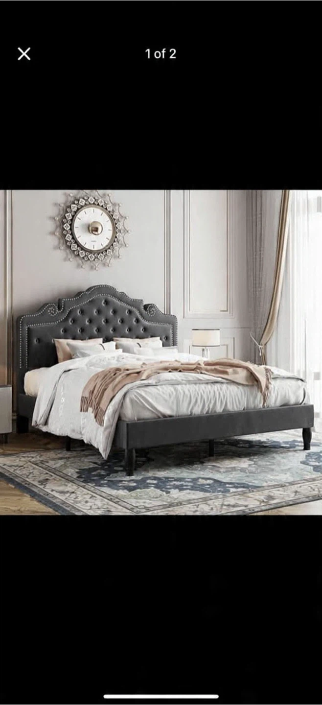 Queen Size Tufted Upholstered Bed Frame