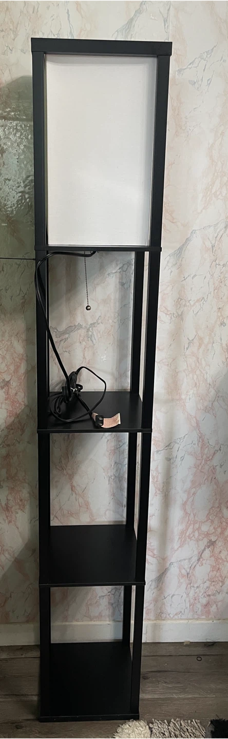 Black Floor Lamp with Shelves