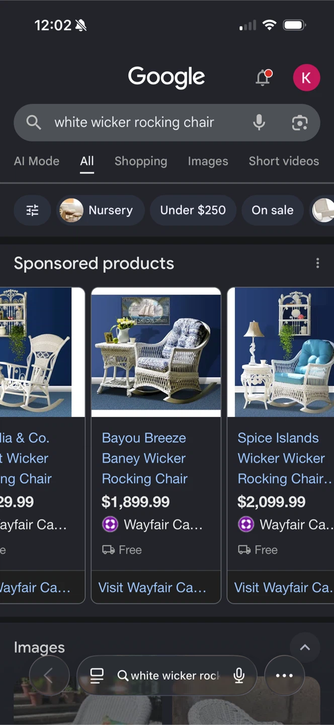 White Wicker Rocking Chair with Floral Cushion - photo 4