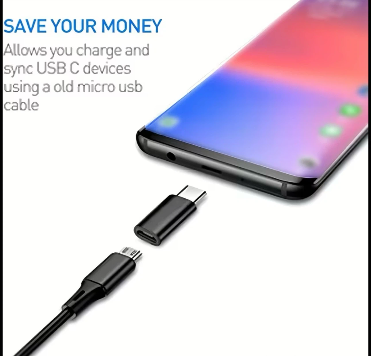 Set of 5 USB to USB C Adapters, Converting USB Type